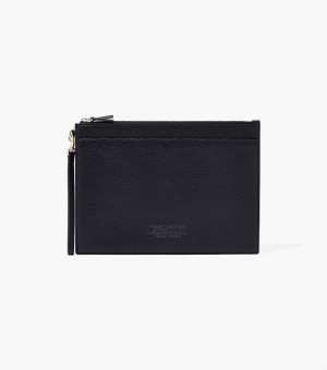 Black Marc Jacobs The Large Leather Wristlet Women's Wallets | 34021MTPK