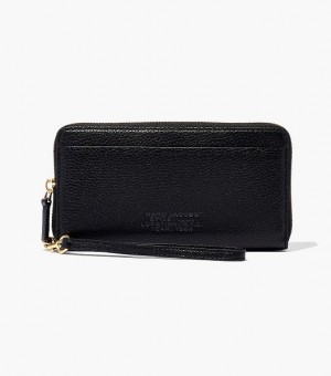 Black Marc Jacobs The Leather Continental Women's Wallets | 74021POXB