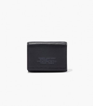 Black Marc Jacobs The Leather Medium Trifold Women's Wallets | 26813XBSG