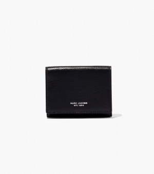 Black Marc Jacobs The Slim 84 Medium Trifold Women's Wallets | 81704FUEY