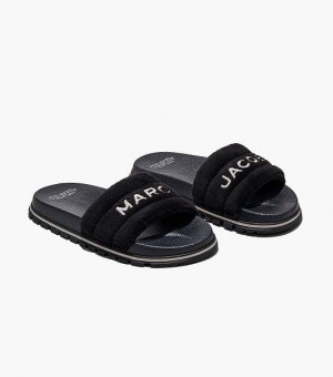 Black Marc Jacobs The Terry Women's Slides | 75483DKEJ