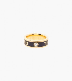 Black / Gold Marc Jacobs The Medallion Women's Ring | 98430VJPH