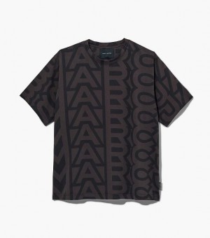 Black / Grey Marc Jacobs The Monogram Big Women's T Shirts | 78906LNUZ