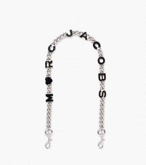 Black / Silver Marc Jacobs The Heart Charm Chain Shoulder Women's Strap | 12809KAZD