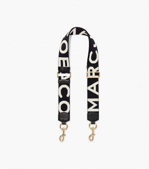 Black / White Marc Jacobs The Logo Webbing Women's Strap | 41360OMIG