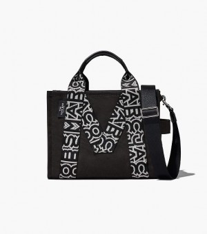 Black / White Marc Jacobs The M Medium Women's Tote Bags | 47801SCNJ