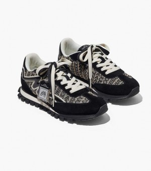 Black / White Marc Jacobs The Monogram Jogger Women's Sneakers | 73450ZJCR