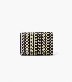 Black / White Marc Jacobs The Monogram Medium Trifold Women's Wallets | 42319RAUS