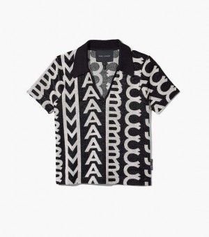 Black / White Marc Jacobs The Monogram Terry Women's Polo Shirts | 82497QJEP