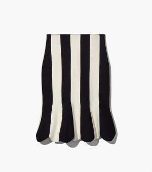 Black / White Marc Jacobs The Scuba Stripe Women's Skirts | 59461NXKD