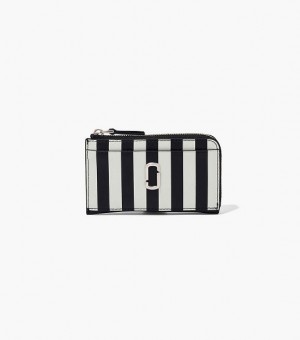 Black / White Marc Jacobs The Striped J Marc Top Zip Multi Women's Wallets | 41958PMBG