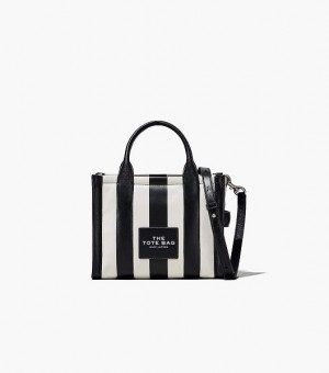 Black / White Marc Jacobs The Striped Small Women's Tote Bags | 90253BIKW