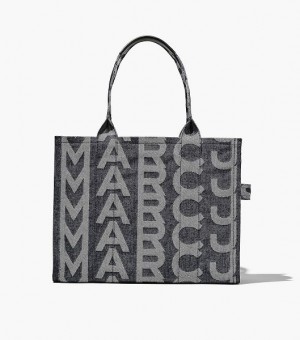 Blue Marc Jacobs The Monogram Denim Large Women's Tote Bags | 81076EWAX