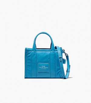 Blue Marc Jacobs The Shiny Crinkle Leather Small Women's Tote Bags | 74139AULV