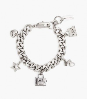 Light Silver Marc Jacobs The Mini Icon Charm Women's Bracelets | 97420HWTK