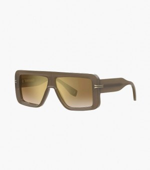 Olive Marc Jacobs Icon Rectangular Women's Sunglasses | 45623XMKJ