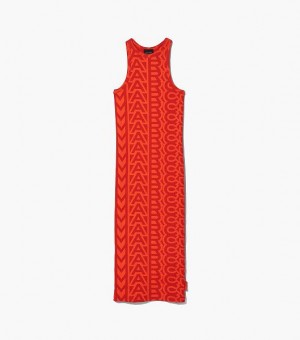 Orange / Red Marc Jacobs The Monogram Racer Rib Women's Dress | 14730HDRU