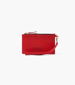 Red Marc Jacobs The Leather Top Zip Wristlet Women's Wallets | 52840PXTU