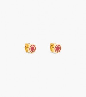 Red / Gold Marc Jacobs The Medallion Women's Stud | 69351KFIA