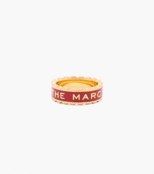 Red / Gold Marc Jacobs The Scallop Medallion Women's Ring | 26981NWCK