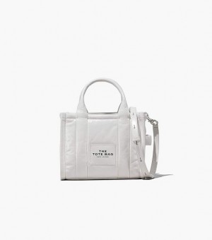 White Marc Jacobs The Shiny Crinkle Leather Small Women's Tote Bags | 83164YGNJ