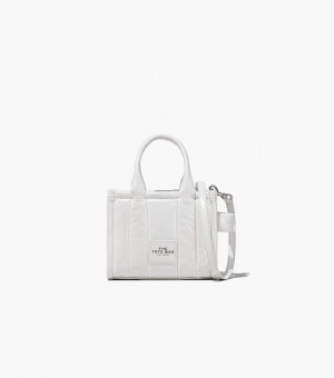 White Marc Jacobs The Shiny Crinkle Leather Mini Women's Tote Bags | 20483MWBU