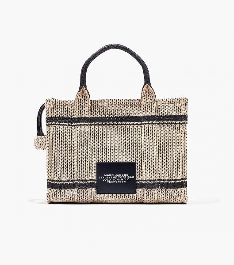 Beige Marc Jacobs The Straw Jacquard Medium Women's Tote Bags | 04173IMFE