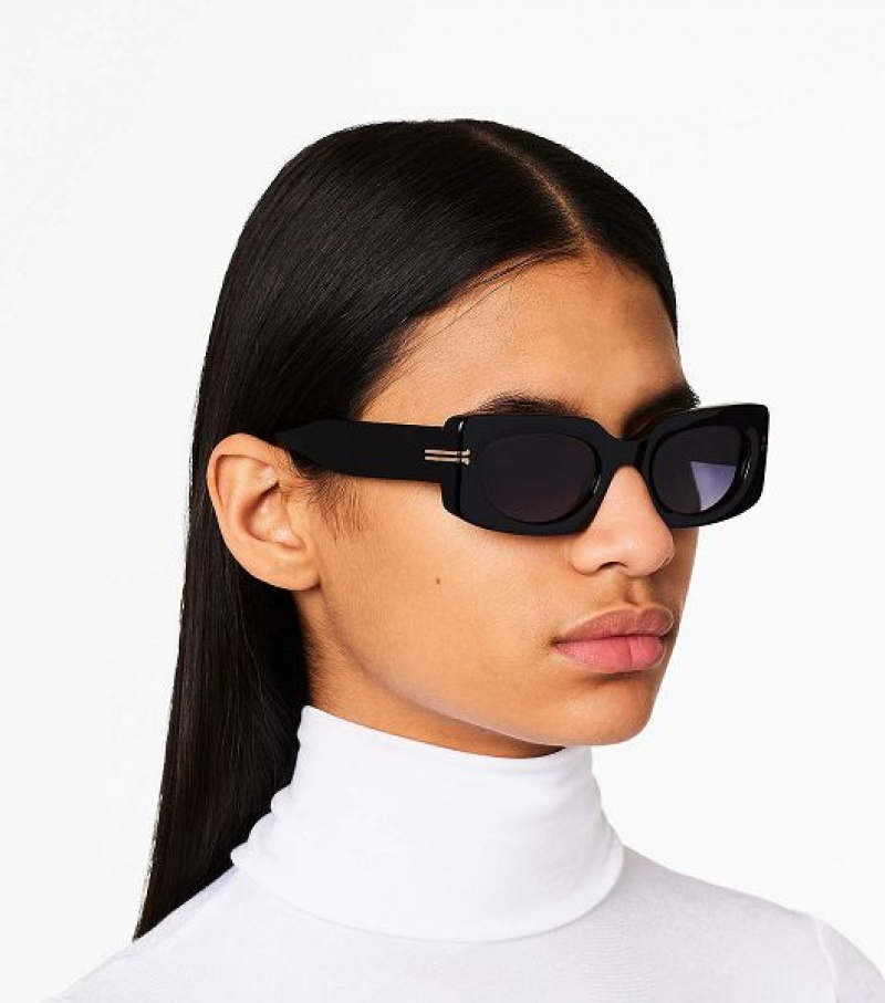 Black Marc Jacobs Icon Rectangular Women's Sunglasses | 68741IHGX