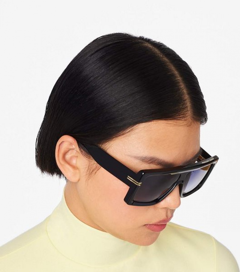 Black Marc Jacobs Icon Rectangular Women's Sunglasses | 61249JRBG