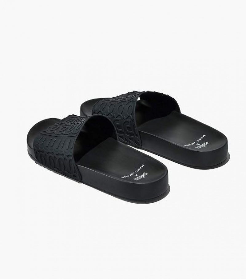 Black Marc Jacobs Melissa x Marc Jacobs Women's Slides | 19465KWBE