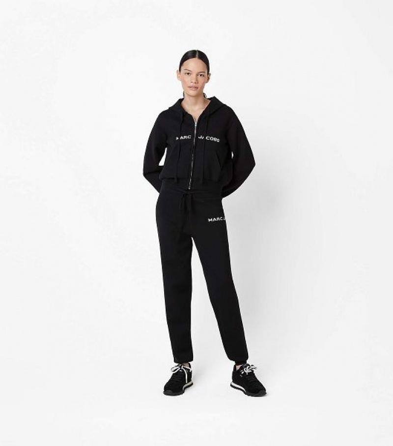 Black Marc Jacobs The Cropped Zip Women's Hoodie | 59208PKGN