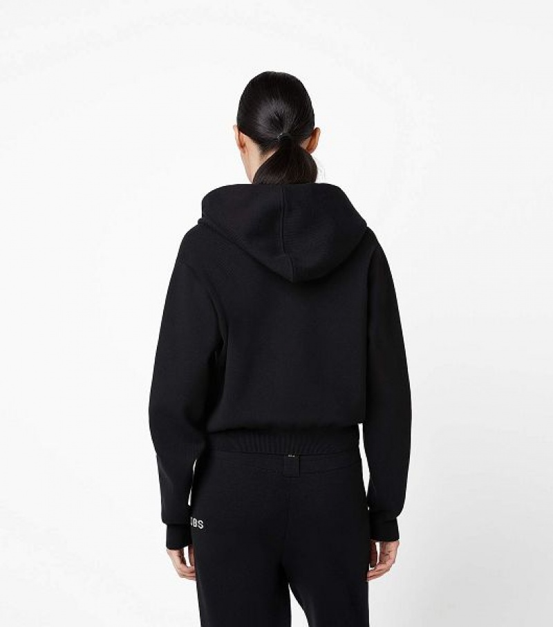 Black Marc Jacobs The Cropped Zip Women's Hoodie | 59208PKGN