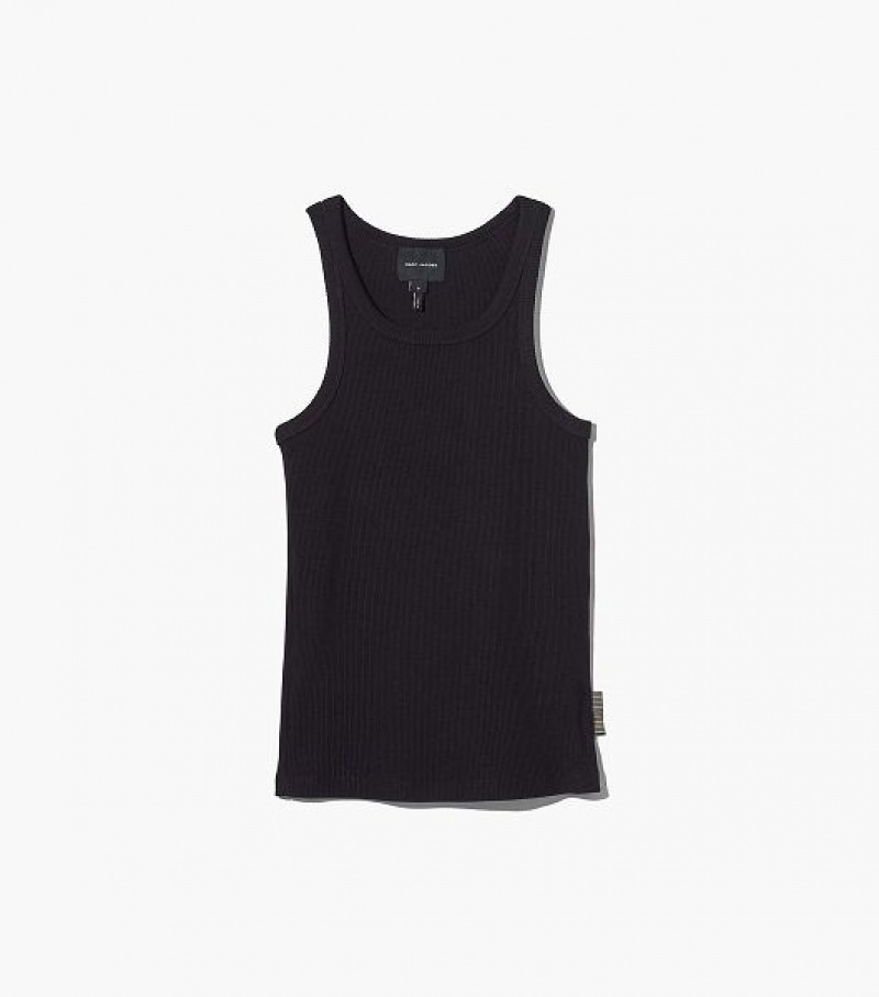 Black Marc Jacobs The Icon Rib Women\'s Tanks | 91405POZS