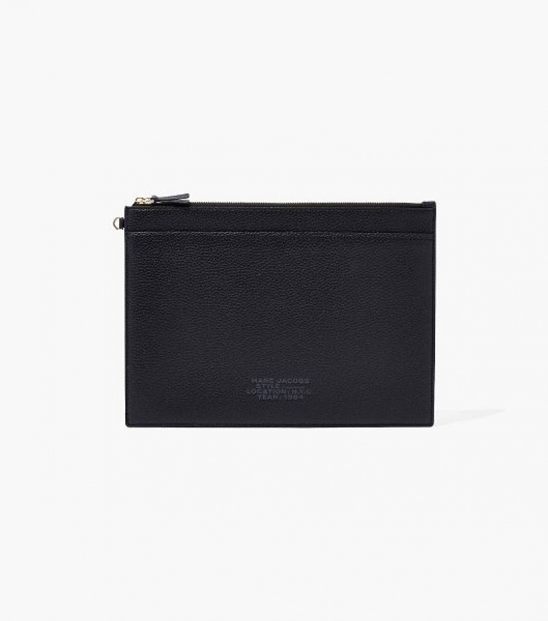 Black Marc Jacobs The Large Leather Wristlet Women's Wallets | 34021MTPK