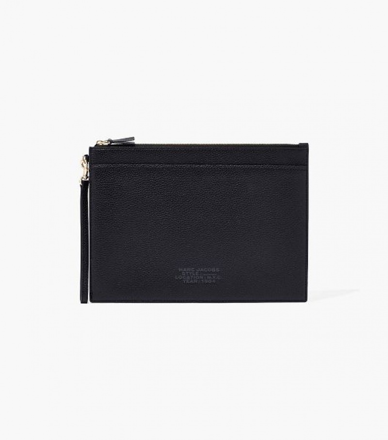 Black Marc Jacobs The Large Leather Wristlet Women\'s Wallets | 34021MTPK