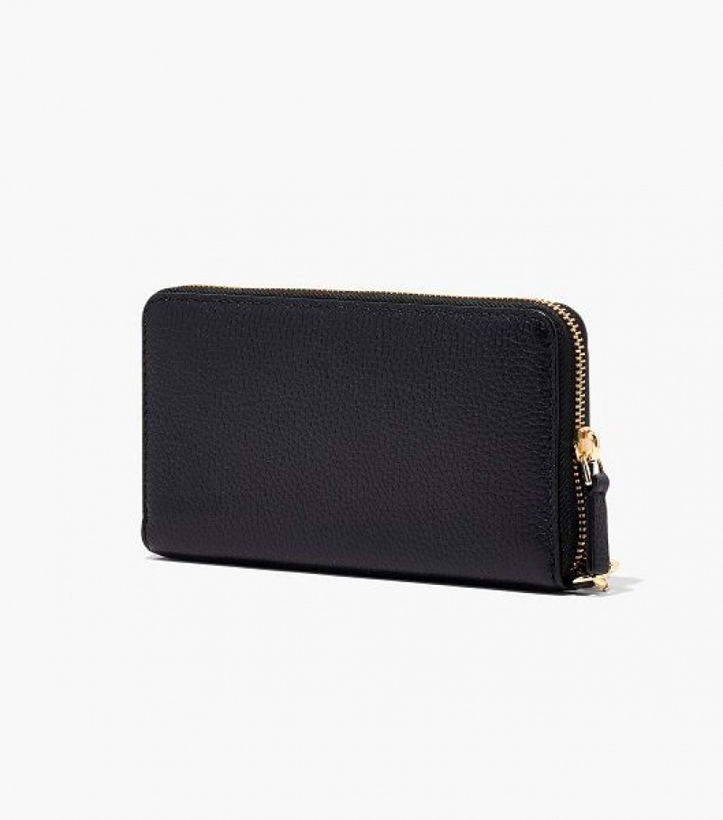 Black Marc Jacobs The Leather Continental Women's Wallets | 74021POXB