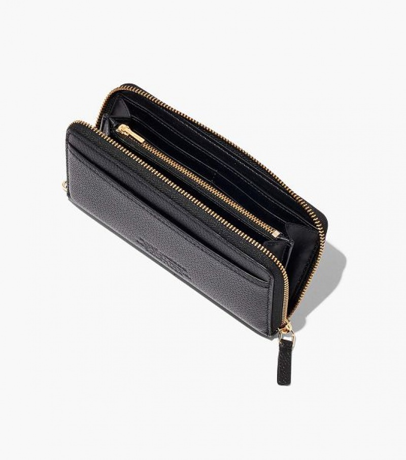 Black Marc Jacobs The Leather Continental Women's Wallets | 74021POXB