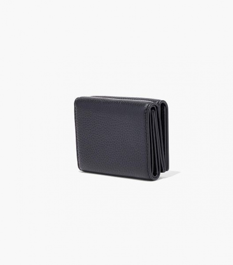 Black Marc Jacobs The Leather Medium Trifold Women's Wallets | 26813XBSG