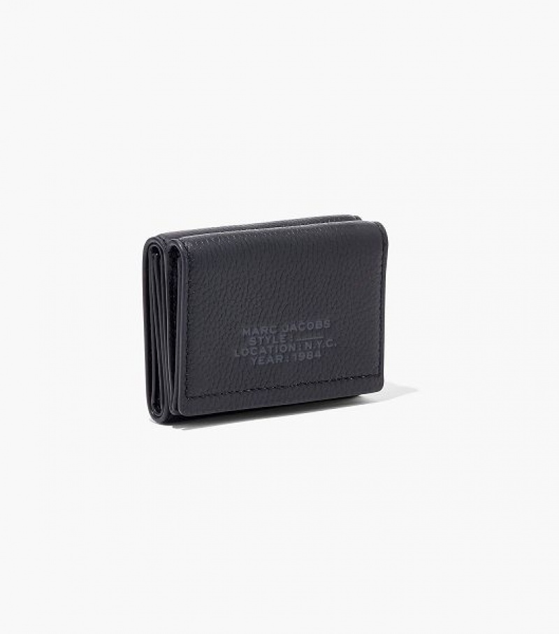 Black Marc Jacobs The Leather Medium Trifold Women's Wallets | 26813XBSG