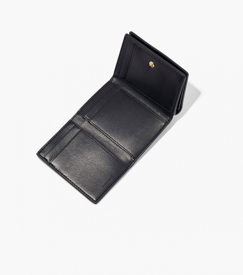 Black Marc Jacobs The Leather Medium Trifold Women's Wallets | 26813XBSG