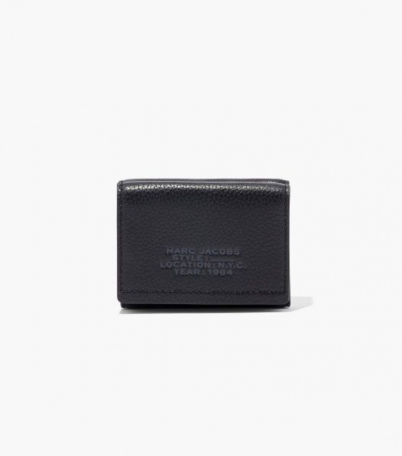 Black Marc Jacobs The Leather Medium Trifold Women\'s Wallets | 26813XBSG