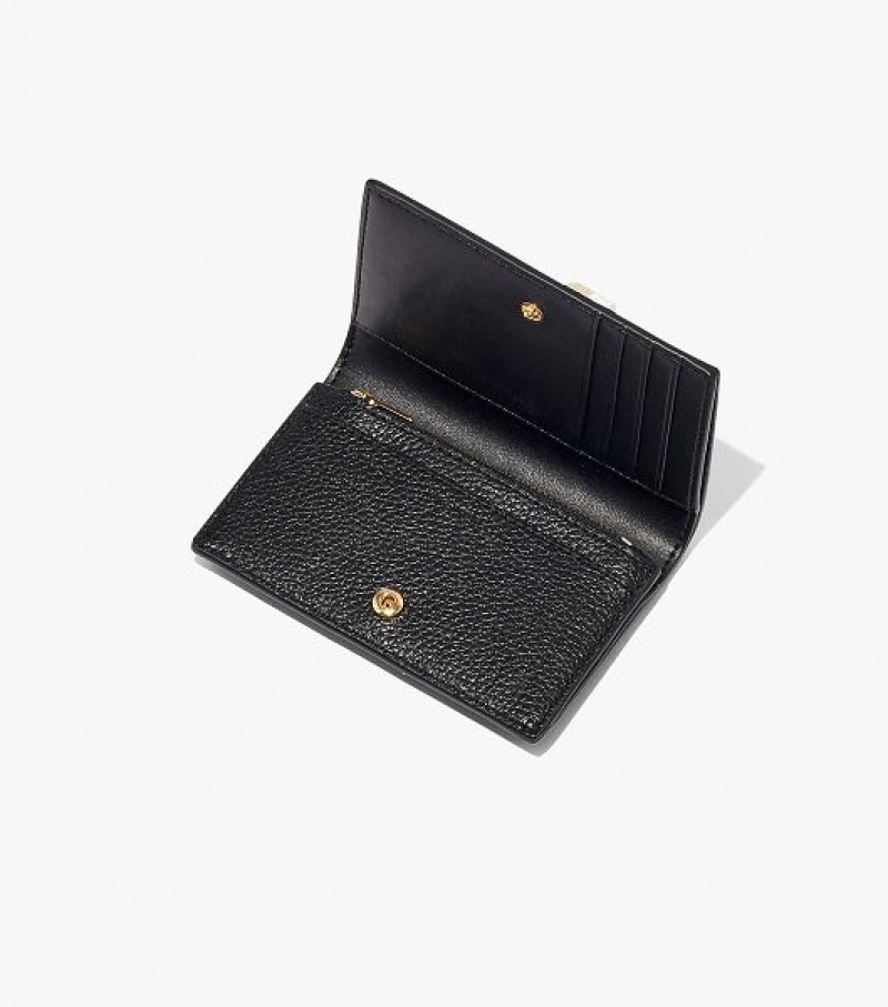 Black Marc Jacobs The Leather Small Bifold Women's Wallets | 09847RFLP