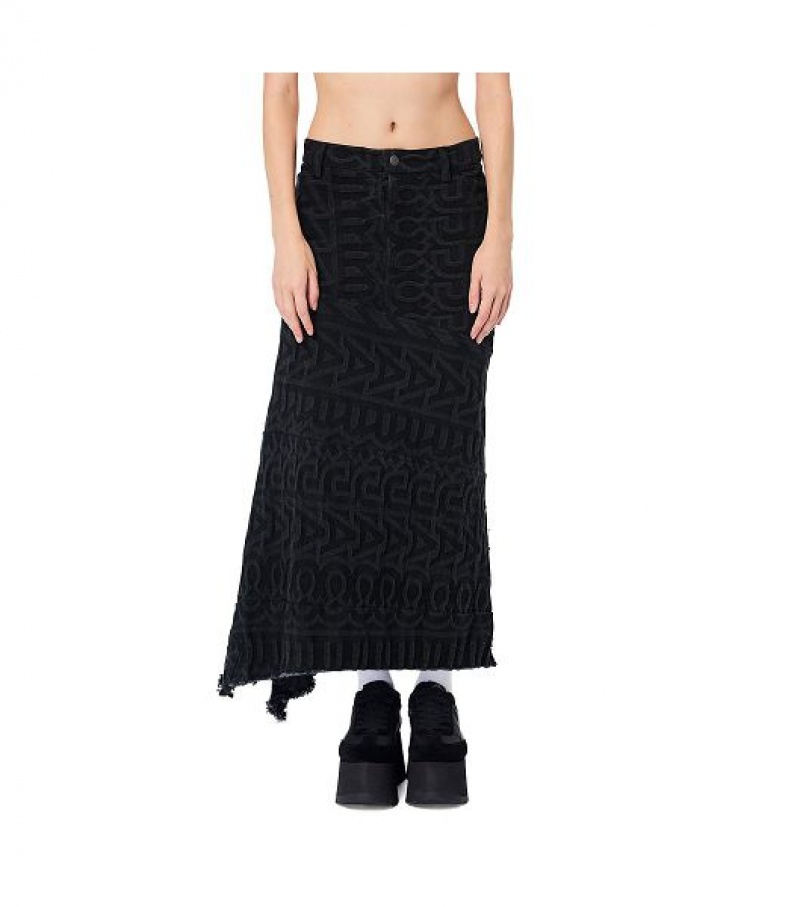 Black Marc Jacobs The Monogram Denim Women's Skirts | 68974PEGK