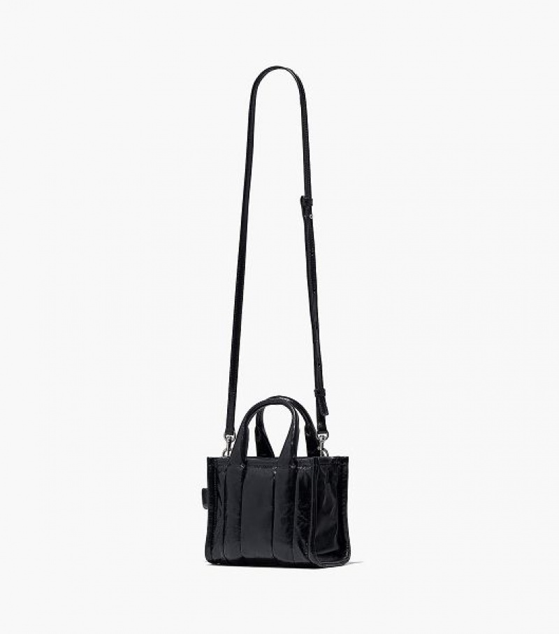 Black Marc Jacobs The Shiny Crinkle Leather Mini Women's Tote Bags | 52169WDAY