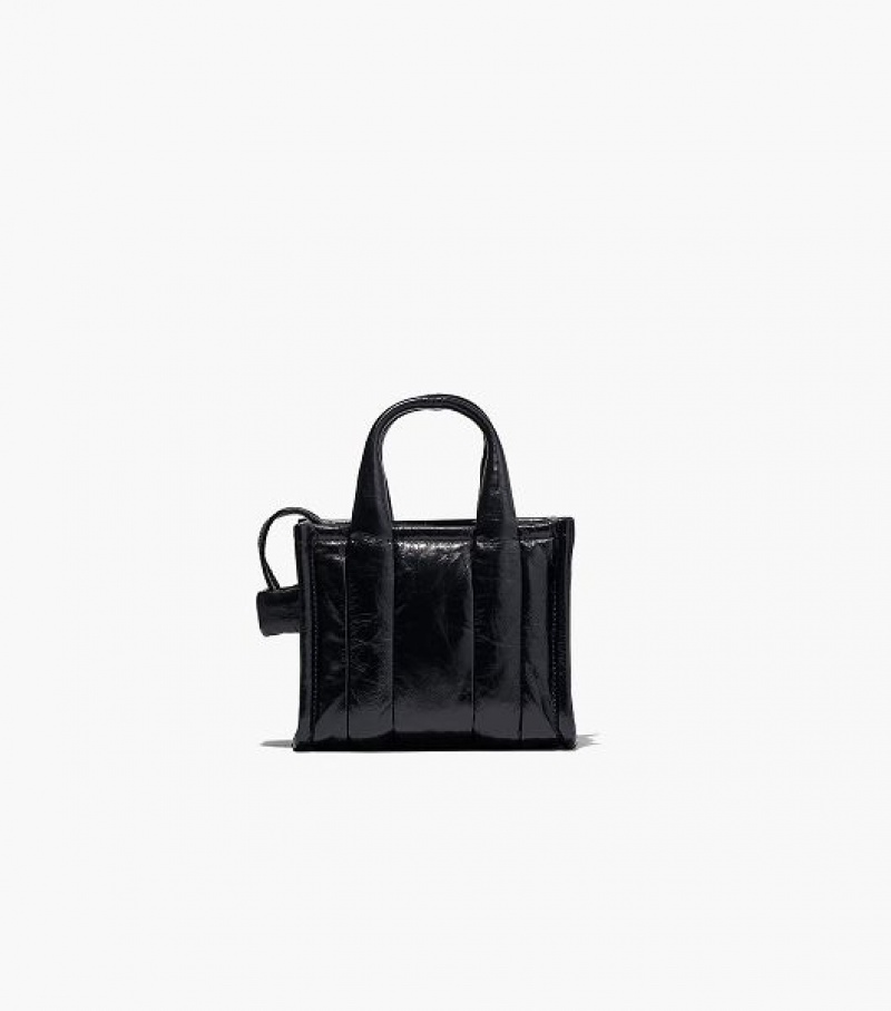 Black Marc Jacobs The Shiny Crinkle Leather Mini Women's Tote Bags | 52169WDAY