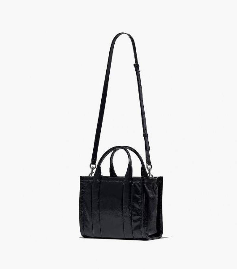 Black Marc Jacobs The Shiny Crinkle Leather Small Women's Tote Bags | 40936CXTA