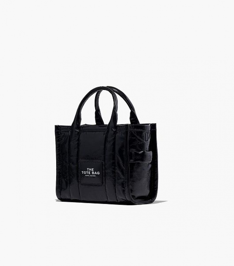 Black Marc Jacobs The Shiny Crinkle Leather Small Women's Tote Bags | 40936CXTA