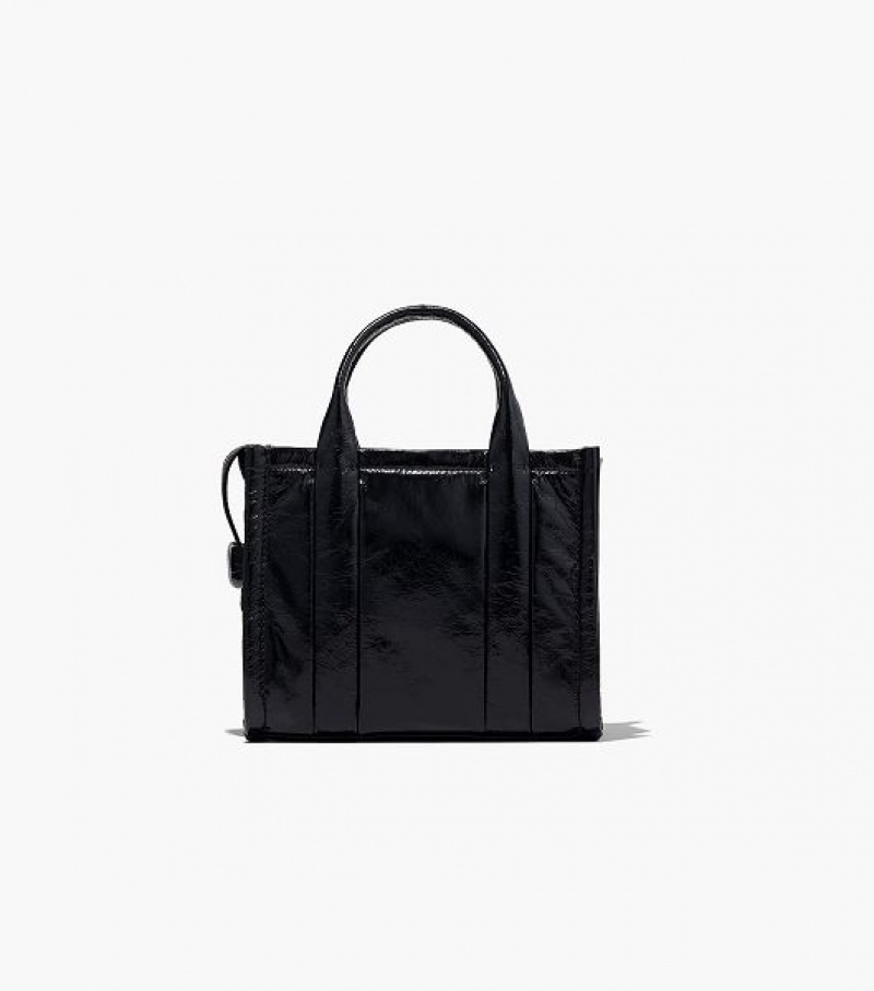 Black Marc Jacobs The Shiny Crinkle Leather Small Women's Tote Bags | 40936CXTA