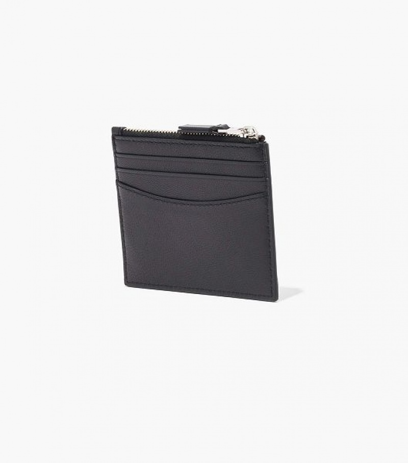 Black Marc Jacobs The Slim 84 Zip Women's Card Case | 63712AOTD