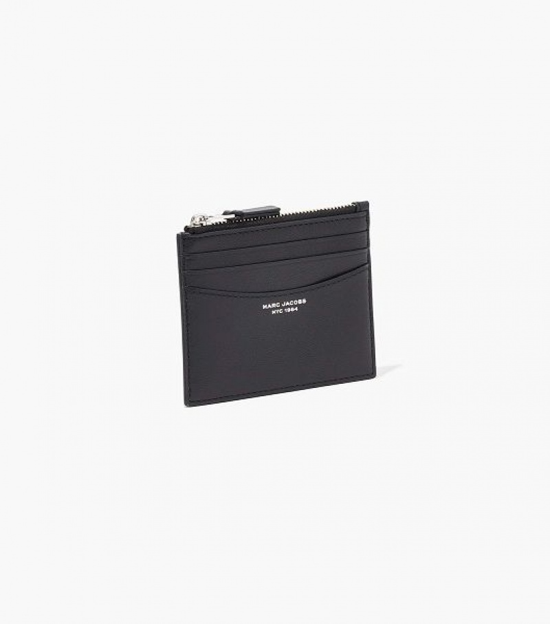 Black Marc Jacobs The Slim 84 Zip Women's Card Case | 63712AOTD